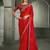 red & orange chiffon with georgette work blouse party wear saree