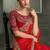 red & orange chiffon with georgette work blouse party wear saree