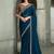teal blue georgette with banglori work blouse party wear saree