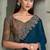 teal blue georgette with banglori work blouse party wear saree