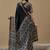 black ajrak block poly crepe block print saree