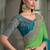 shaded light green & sky blue satin chiffon with banglori work blouse party wear saree