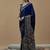blue ethnic motifs ajrak poly crepe block print saree