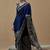 blue ethnic motifs ajrak poly crepe block print saree