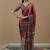 maroon ajrak block poly crepe block print saree