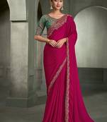 burgundy satin chiffon with tussar work blouse party wear saree