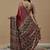 maroon ajrak block poly crepe block print saree