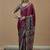 magenta ethnic motifs ajrak poly crepe block print saree