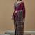magenta ethnic motifs ajrak poly crepe block print saree