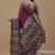 magenta ethnic motifs ajrak poly crepe block print saree