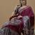 magenta ethnic motifs ajrak poly crepe block print saree