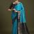 women blue crepe ethnic woven design party wear saree with matching blouse