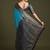 women blue crepe ethnic woven design party wear saree with matching blouse