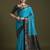 women blue crepe ethnic woven design party wear saree with matching blouse
