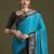 women blue crepe ethnic woven design party wear saree with matching blouse