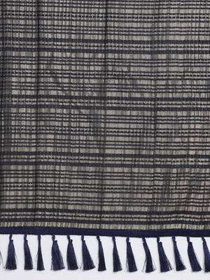 women blue crepe ethnic woven design party wear saree with matching blouse 5