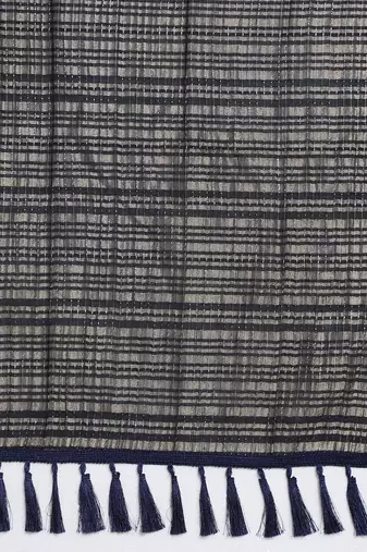 women blue crepe ethnic woven design party wear saree with matching blouse