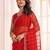 red striped beads & stones embellished georgette saree