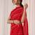 red striped beads & stones embellished georgette saree