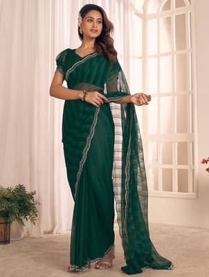 green striped beads & stones georgette saree 3
