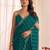 teal green striped beads & stones georgette saree