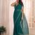 teal green striped beads & stones georgette saree