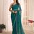 teal green striped beads & stones georgette saree