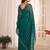 teal green striped beads & stones georgette saree