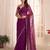 purple striped beads and stones georgette designer saree
