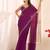 purple striped beads and stones georgette designer saree