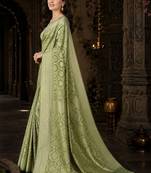 lime woven design zari art silk blend banarasi saree
