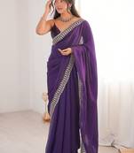 Purple woven design zari designer saree