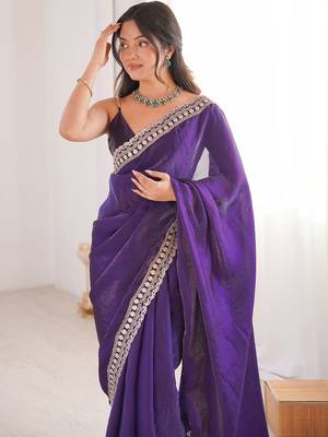 Purple woven design zari designer saree 2