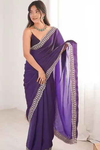Purple woven design zari designer saree