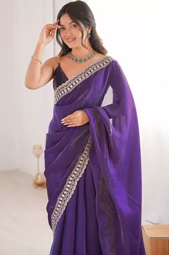 Purple woven design zari designer saree