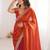 Orange woven design zari silk blend designer saree