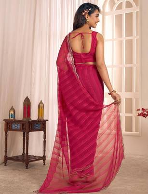 pink striped georgette designer saree 3