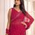 pink striped georgette designer saree
