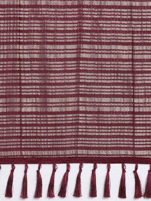 red ethnic motifs woven design zari saree with matching blouse 5