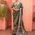Green ethnic motifs zari silk blend banarasi saree