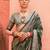 Green ethnic motifs zari silk blend banarasi saree