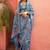 Blue ethnic motifs zari silk blend woven design  saree