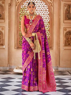 Purple woven design zari silk blend banarasi saree 1
