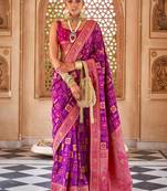 Purple woven design zari silk blend banarasi saree