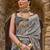 Grey woven design zari dabu saree