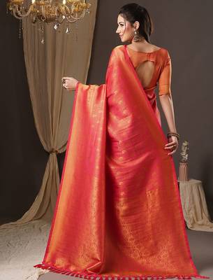 pink woven design zari georgette kanjeevaram saree 2
