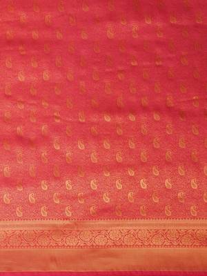 pink woven design zari georgette kanjeevaram saree 5