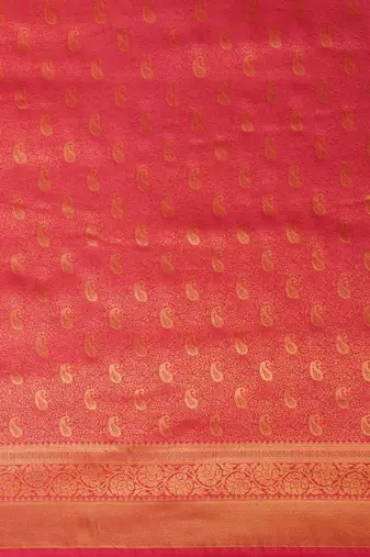 pink woven design zari georgette kanjeevaram saree