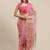 pink & red floral print organza saree