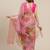 pink & red floral print organza saree